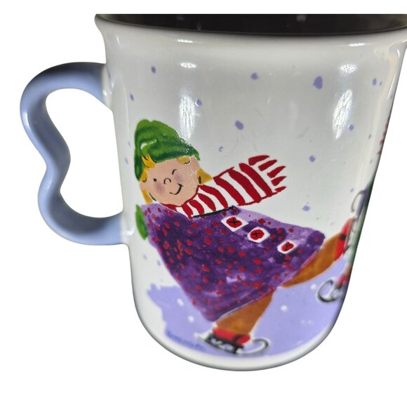 Pfaltzgraff Designer Collection mug coffee cup Winter Ice Skating children - Picture 1 of 7
